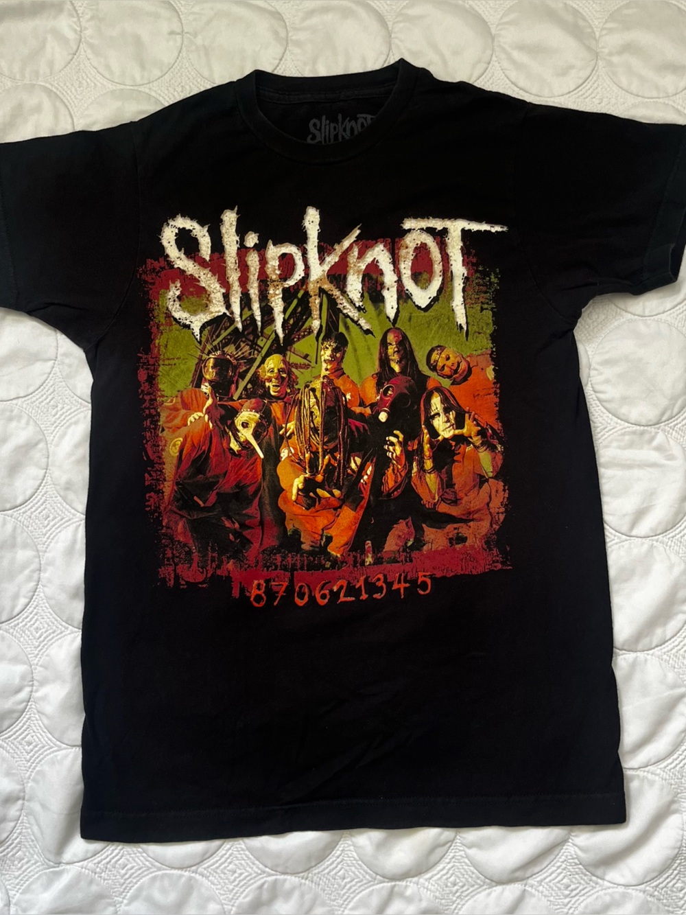 Slipknot Graphic Band Tee in Black with Red & Green Artwork, Small